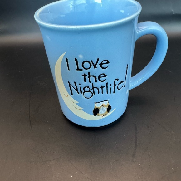 I Love The Nighlift Blue Owl With Moon Design Coffee Mug By Message Mugs Mint - Picture 3 of 5